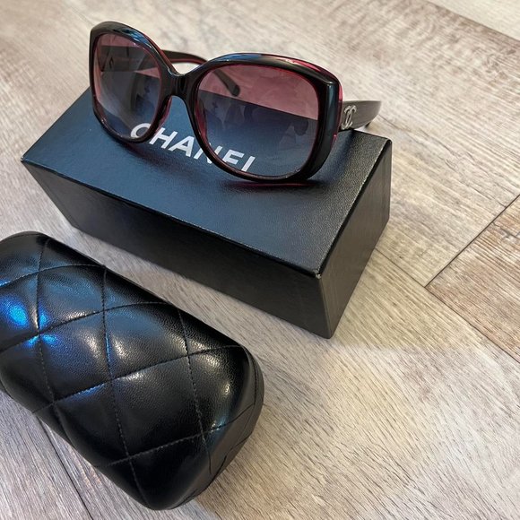 Chanel Women's Burgundy and Red Sunglasses - Picture 2 of 5